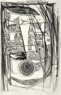 A. S. Rind, 14 x 22 Inch, Charcoal On Paper, Abstract Painting, AC-ASR-757